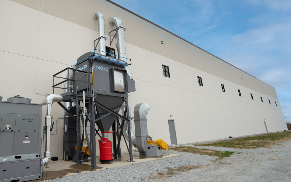 CMAXX fume and dust collector installation at a leading plastics compounding company in South Carolina