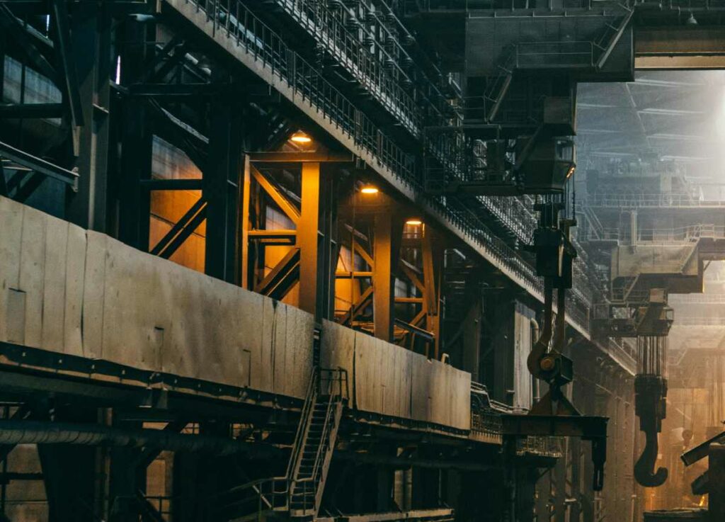 Inside view of a manufacturing facility that may have combustible dust, requiring a dust hazard analysis